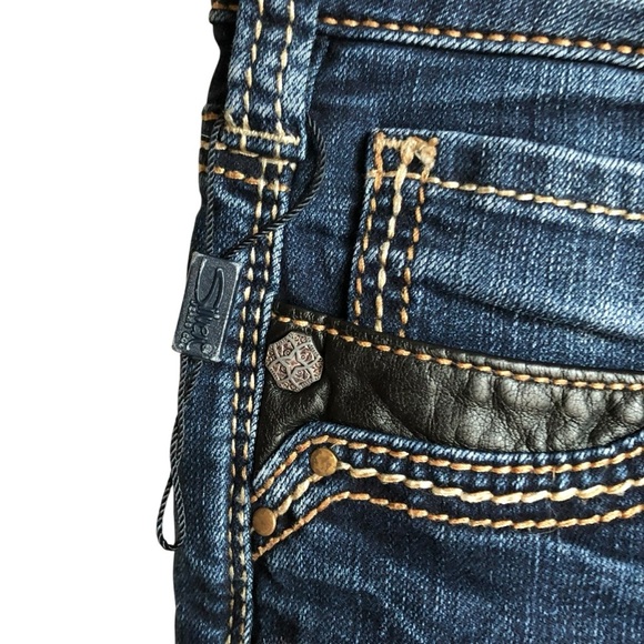 Silver Jeans RARE Suki High Slim Denim Size 33 Leather Detailing NWOT - Picture 9 of 16